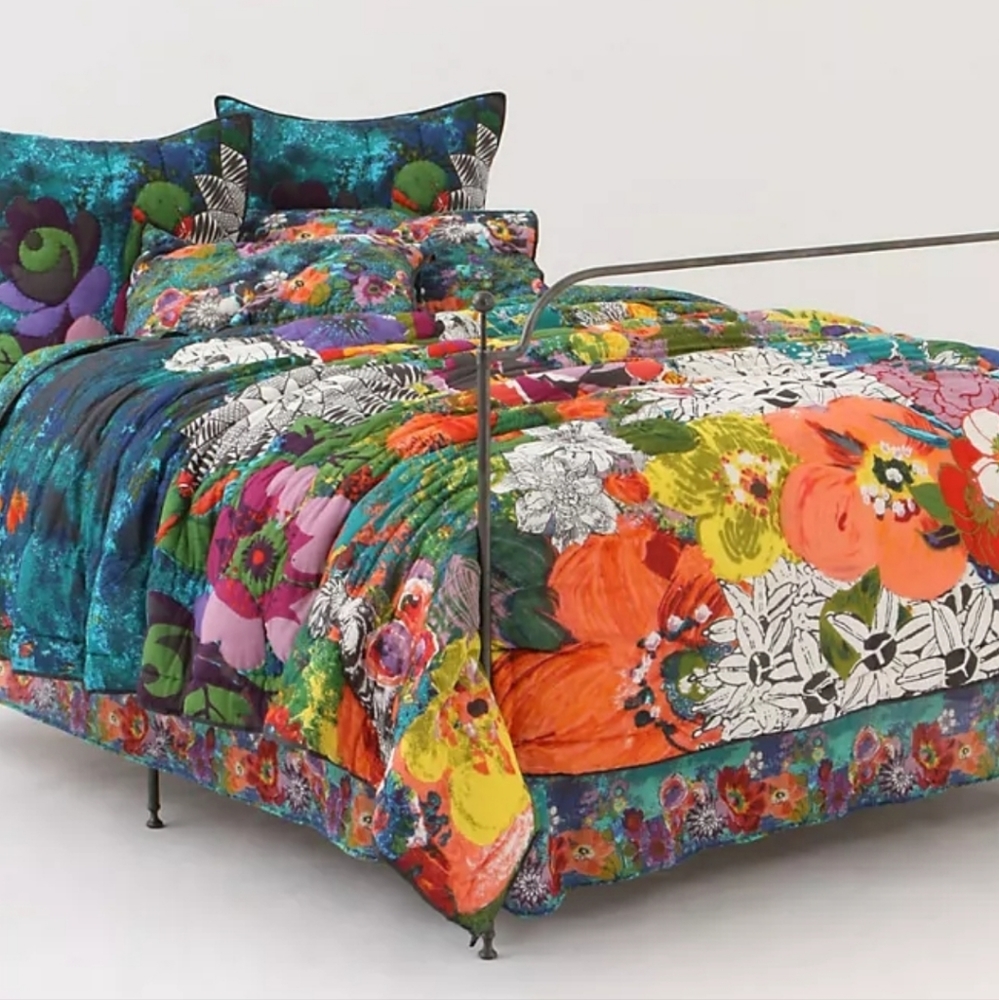 ANTHROPOLOGIE LUSH LANDSCAPE FULL/QUEEN COMFORTER SET